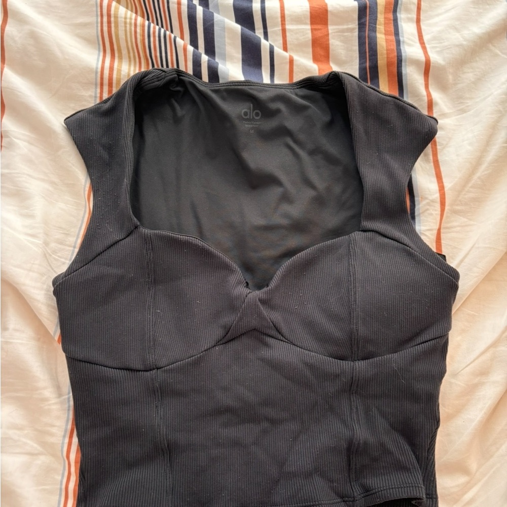 ALO Yoga Women's Black Ribbed Top